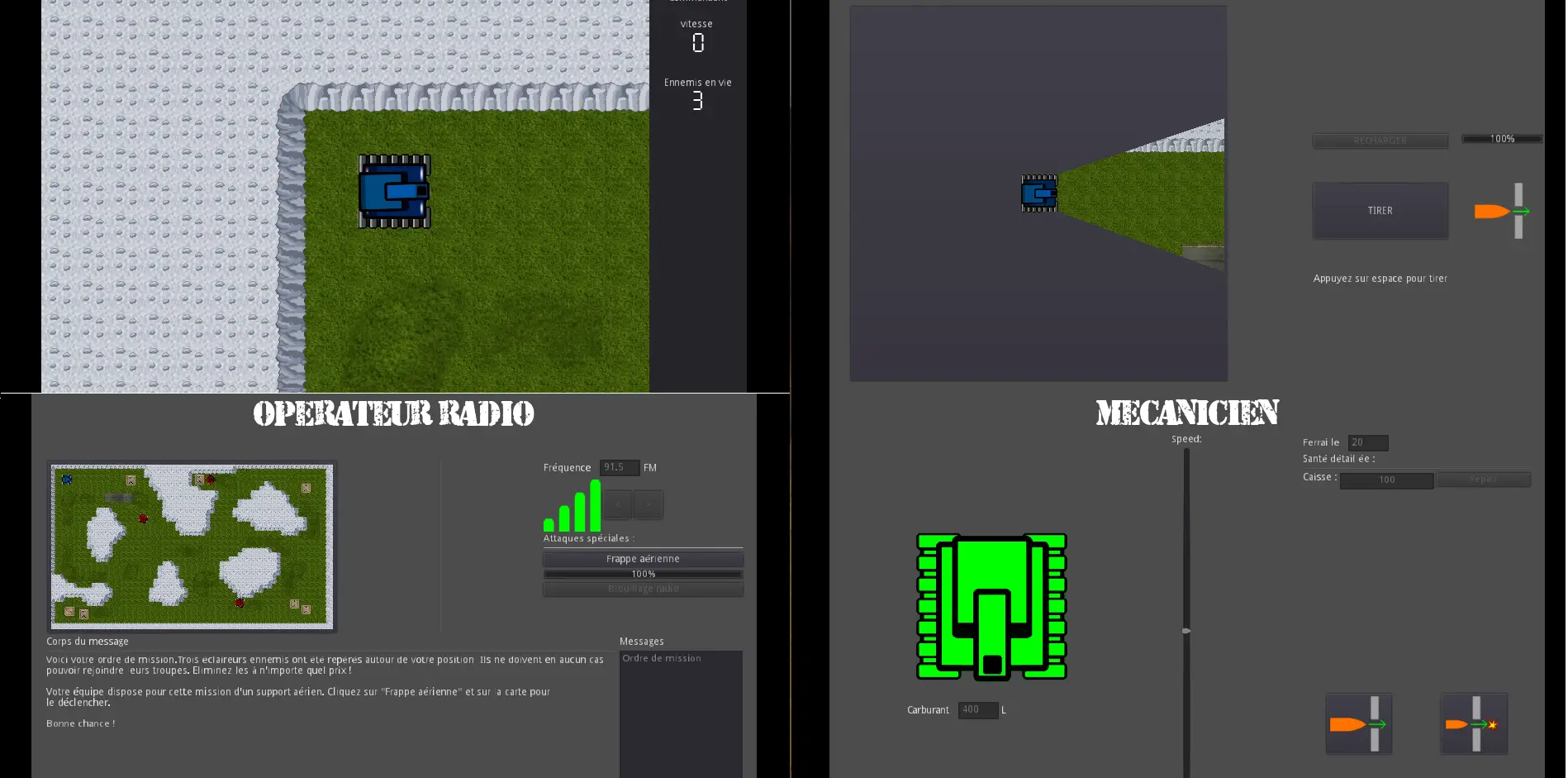 Capture d'écran du site Projet de fin d'études (LP DQL) - Tank Challenge